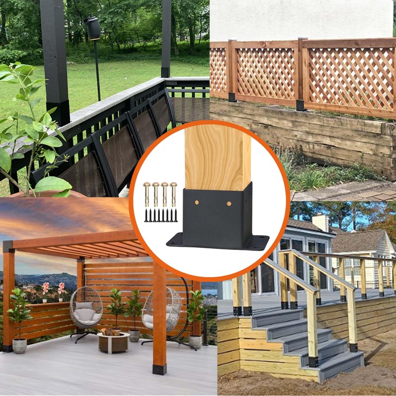 4x4 Post Base, Inner Size 3.6"x3.6" Post Base Brackets, Heavy