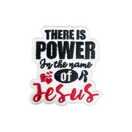 MOKOBOIZ There is Power in The Name of Jesus 3 Inches Iron On/Sew On Embroidered Applique Patches, Christian Religion Embroidery Patches, DIY Accessories for Backpacks, Army Vests, Bags, Hats, Clothes