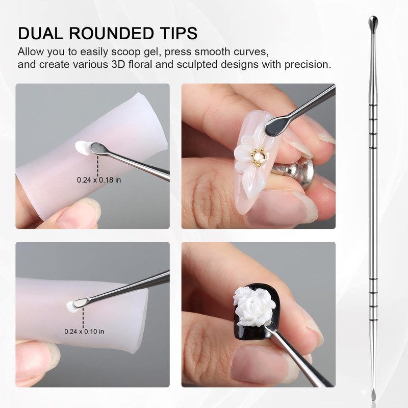 Furtherpretty 3D Nail Art Sculpting Tools Set, 3 Pack Dual-Head