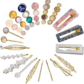 BetterJonny Hairpin Set, Set of 20, Hairpin, Pearl, Hair Clip, Pearl Barrette, Hair Ornament, Bangs, Hairpin, Cute, Alloy, Resin Pearl, Stylish, Hair Accessory, Women's
