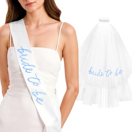 Dagelar Blue Bride to Be Sash Veil for Bachelorette Party Decorations, 2 Pack Bride to Be Decorations Set for Women and Girls, Blue Bridal Shower Gift, Wedding Engagement Gifts for bride