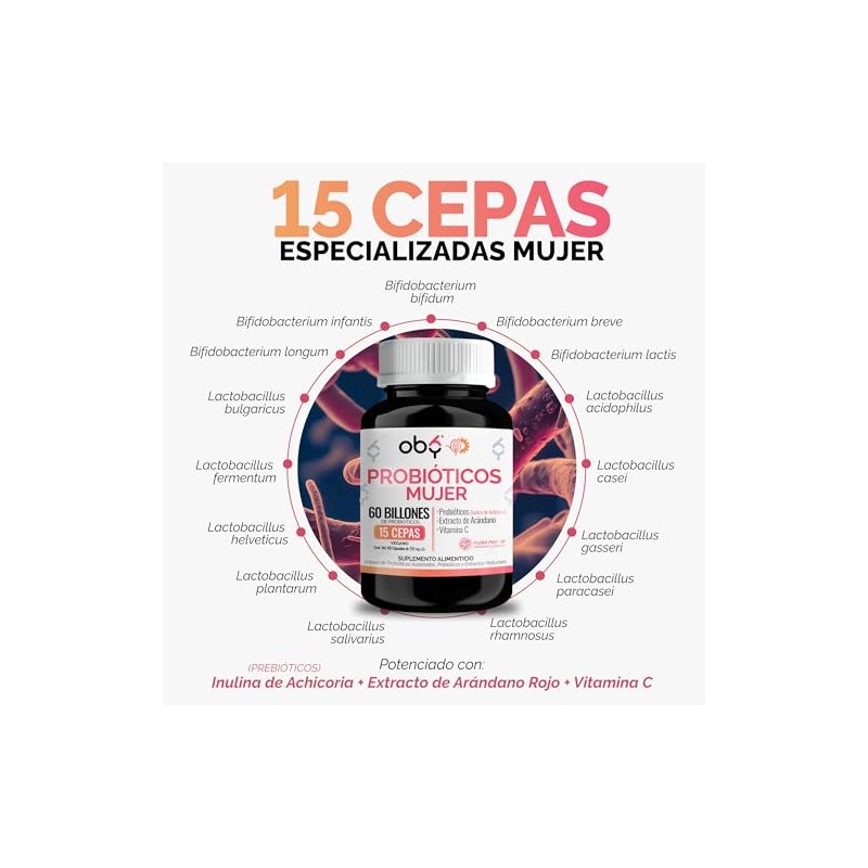 Probioticos Mujer Flora Pro Complex Billones Cepas Femeninos Prebioticos Inulina