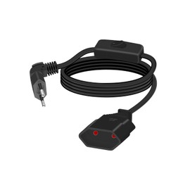 RIIEYOCA 90 Degree Euro Power Cable Power Cable with Switch, Type C Flat Connector Euro Plug to Type-C Euro Socket, 2.5 A/250 V 0.75 mm² for Monitor, TV, Household Appliances (Black)