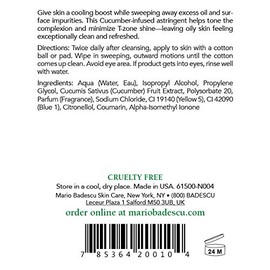 Mario Badescu Locin limpiadora de pepino para pieles mixtas y grasas  Tnico facial que refresca y aclara Formulado con extracto de pepino 1177 ml     