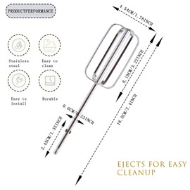 2 Pcs Hand Mixer Attachments Beaters, Hand Mixer Beaters Attachments for Kitchenaid Stainless Steel Replacement Parts for Hamilton Beach 62682RZ 62692 62695V 64699 Mixer