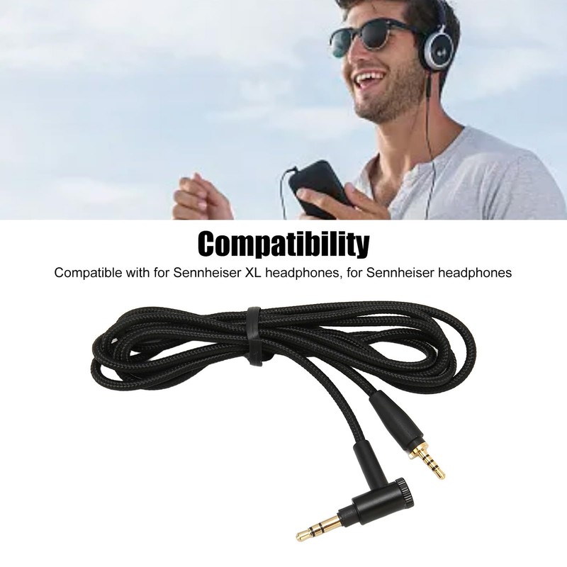 Replacement Audio Headphone Cable for XL 90 Degree Angle Plug
