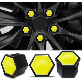 SkinoEu Wheel Nut Covers Locking Bolt Caps Universal Yellow Gloss 17mm NB 4
