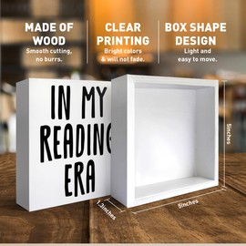 Book Lover Desk Decor Wooden Sign, Reading Decoration for Home Shelf Bedroom, Bookish Gifts for Women Men Book Lover Reader Book Nerd Librarian Bookworm, in My Reading Era