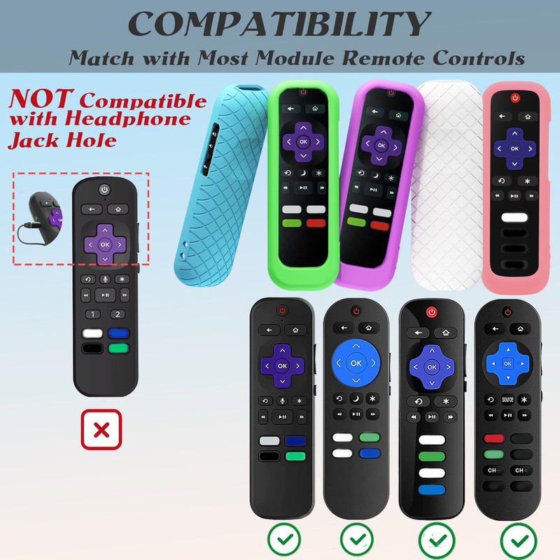GMXT 5 Pack Silicone Case for Roku Remote, Cover for