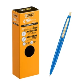 Big CFCGBLU05BLKJ Ballpoint Pen, Click Gold, 0.5, Oil-based, Black, Smooth, Blue Shaft, 12 Pieces