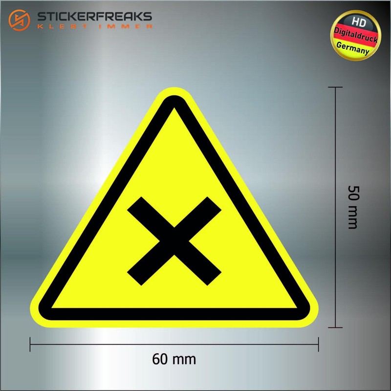 Pack of 8 Warning Stickers 6 x 5 cm Hazardous