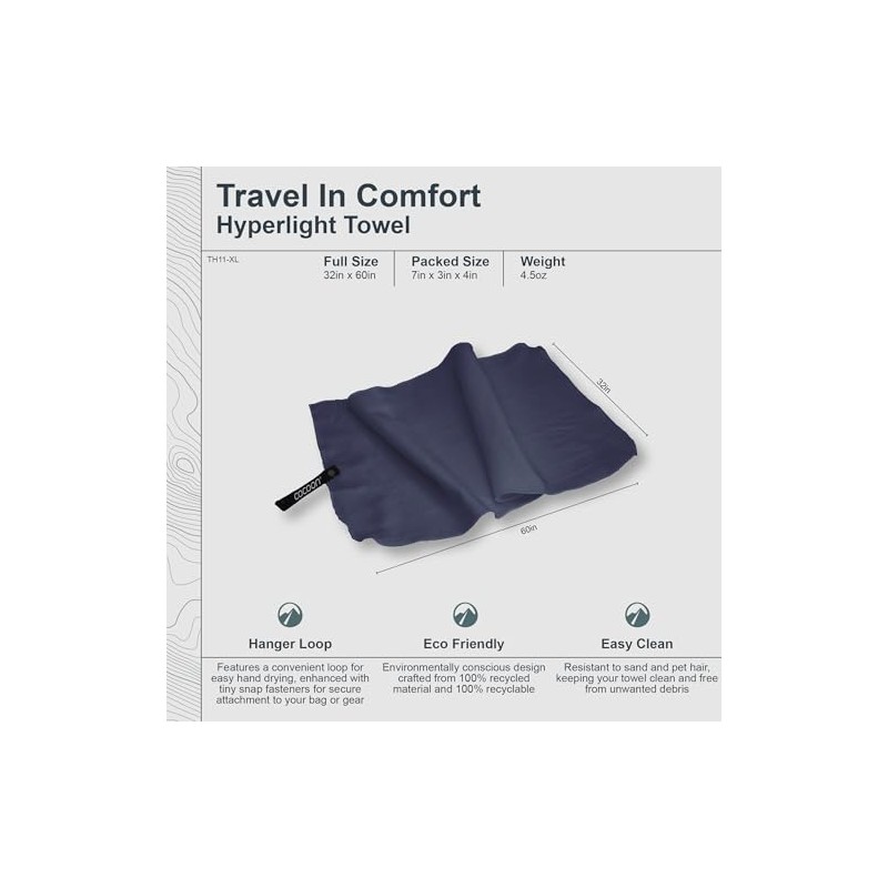 Cocoon Microfibre Towel Hyperlight, XL, Lava Grey