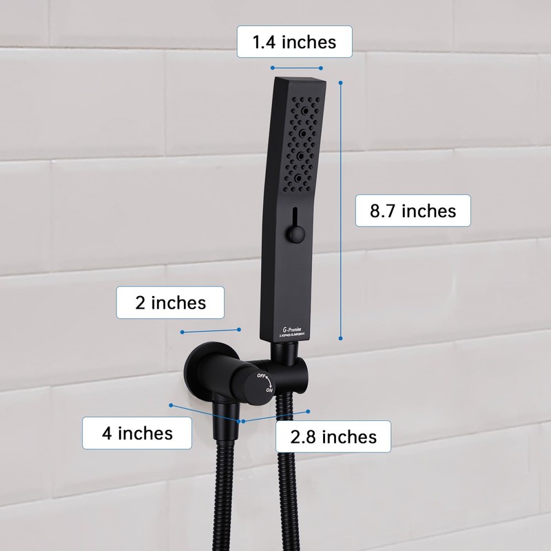 G-Promise All Metal Handheld Shower Set with 3-Function Showerwand, included