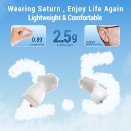 LINNER Saturn 2025 OTC Hearing Aids for Senior & Adult, Rechargeable Amplifiers with Comfort Design, Noise Cancellation for Aid & Assist Hearing, Discreet & Nearly Invisible In-Ear Device (White)