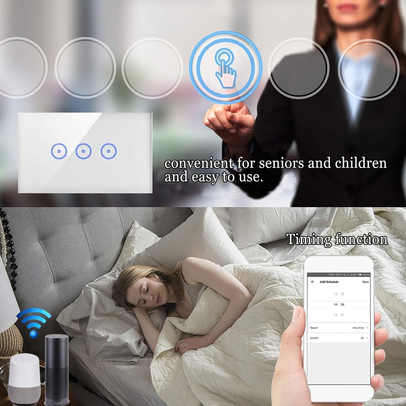 Jinvoo WiFi smart wall touch light switch, smart phone remote