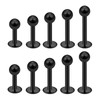 Besyvvin 10pcs Lip Bars Labret Studs 4/6/8/10/12mm Stainless Steel Black