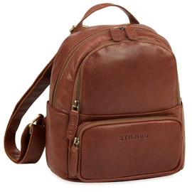 STILORD 'Sue' Women's Elegant Leather Backpack - Small Women's Backpack Modern - City Backpack Daypack Mini Daypack Theft-Proof - Leather Backpack Women Genuine Leather, Maraska - Brown