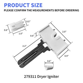 279311 Gas Dryer Burner Igniter Replacement fits for Kenmore Whirlpool Maytag GE Replaces 685211 8113 660991
