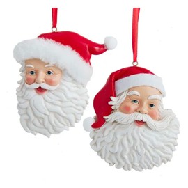 Fabric Santa Head Ornaments, 2 Assorted
