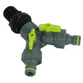 GASMIS GASMIS Tankdurchführung mit Absperrhahn 2-Wege-Ventil 3/4" AG 26,44mm x Hahnanschlussstück, Flügelgriff, 1 Stück