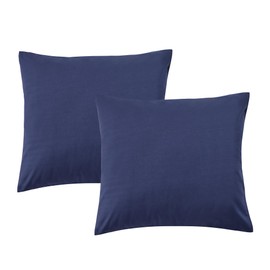 LINENOVA Luxury Cotton Blend Pillowcases (Set of 2) - European Size, Envelope Closure Soft and Breathable Pillowcases Set- 65x65cm-Navy
