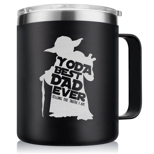 Mycheny YODA Best DAD Ever 12 Oz Insulated Coffee Cup, Gifts for Dad, Father-in-Law from Daughter, Son, Kids - Funny Father's Day Birthday Valentine Gifts for Husband Man from Wife