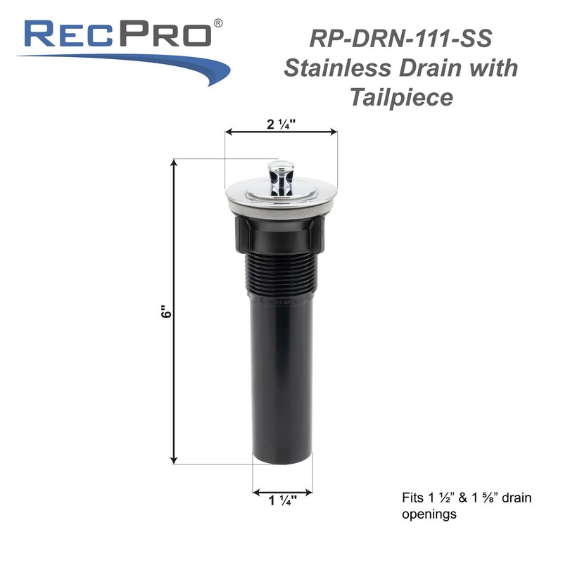RecPro RV Stainless Steel Sink Drain | Removable Drain Stopper