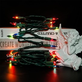 MULTI-SPARKING Clear Christmas Lights Multicolor - 35 Count Incandescent Mini String Lights for Indoor and Outdoor Christmas Decorations, 8.5 Feet Green Wire Christmas Tree Lights Set