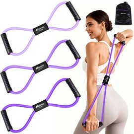 Resistance Bands, Figure 8 Resistance Band, Exercise Bands with Handles, Weights Workout Bands for Arms, Back, Shoulder, Leg, Physical Therapy, Pilates, Home Workout Equipment That Replace Dumbbells
