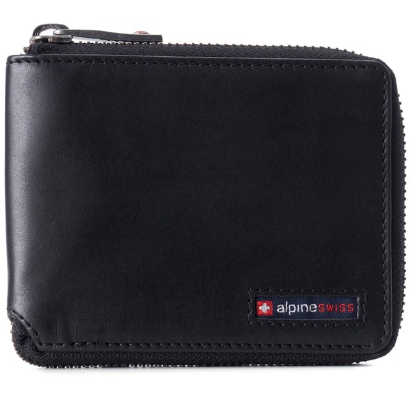 Alpine Swiss Logan Zipper Bifold Wallet For Men or Women