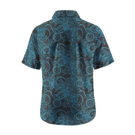 ORIONRIDE Cycling Shirts-Original Light Blue Pineapple Design,Zipper Pockets,Short Sleeves,Button Down Gravel Shirts for Biking