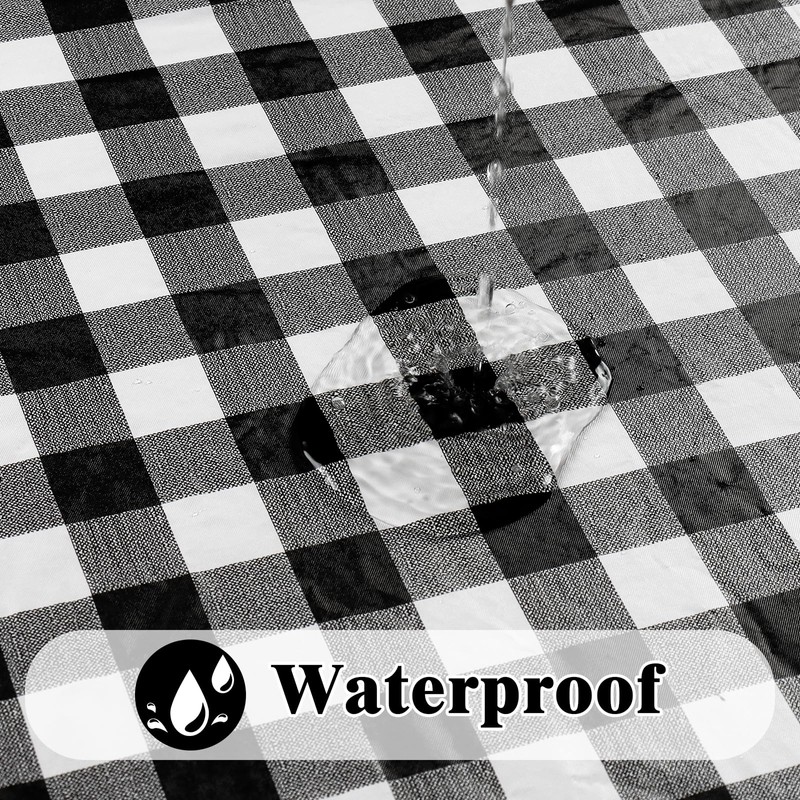 Dremisland Waterproof Rectangular TableCloth Elastic Edged Fitted Vinyl Black White