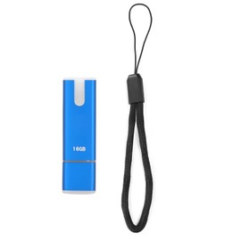 USB Drive Portable Blue U Disk Large Storage Stick with LED Light Antilost Lanyard for Computer Laptop(16GB )
