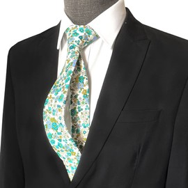 CANGRON Corbata floral de algodón para hombre, diseño elegante, calidad premium, tamaño perfecto, Flores de color verde azulado, Talla única