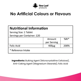 New Leaf Products Folic Acid Prenatal Vitamins Tablets