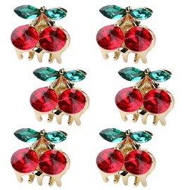 Cherry Hair Claws, 6Pcs Mini Cute Crystal Cherry Rhinestone Alloy Metal Hair Clips Fashion Sweet Accessories for Women Girl's Hair