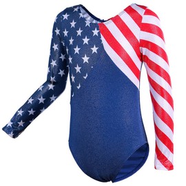 BAOHULU Gymnastics Leotards for Toddler Girls Patriotic Sparkle Red White Blue Athletic Dancewear KHB146_US_12A