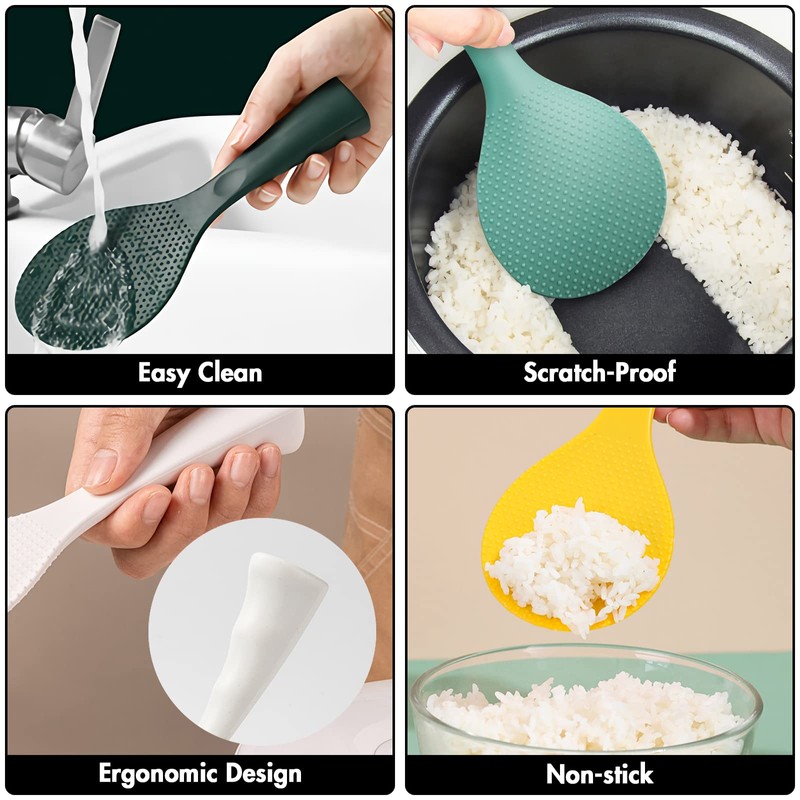 FireKylin Silicone Standing Rice Spatula with Non-Stick Paddle, Heat Resistant