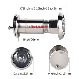 Door Viewer Peephole, Door Peephole with Rotating Cover 220 Degree Wide Angle Peep Eye Hole Adjustable Peephole Anti Peeping Door Viewer Fit for 1-3/8" to 2-1/4" Doors (Brushed Nickel)