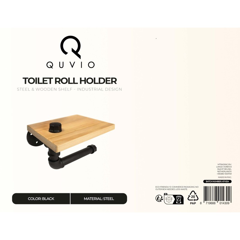 QUVIO Industrial Toilet Roll Holder with Shelf/Toilet Roll Holder Made