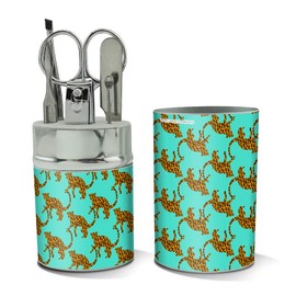 Jungle Cats Cheetah Stainless Steel Manicure Pedicure Grooming Beauty Care Travel Kit