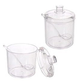 DBOO 2 Pieces 8oz Clear Acrylic Sugar Bowl with Lid Sugar Jars Condiment Pots Sugar Spice Salt Canister for Home Kitchen Sugar Salt Tea Spice Herbs