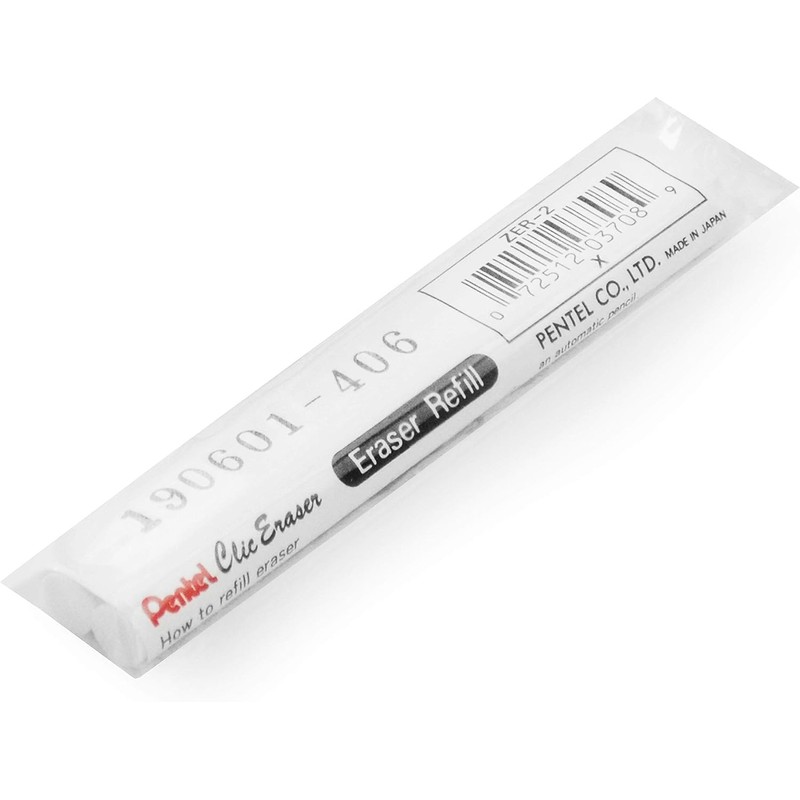 Pentel Clic Stick Eraser Rubber Refills - White - Pack