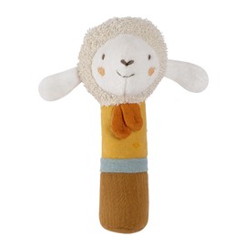 Fehn FehnNatur Rod Grasping Toy Baby Sheep - Motor Skills Toy with Rattle for Gripping, Cuddling - Cuddly Toy Grasping Toy with Organic Cotton - Baby Toy for Babies and Toddlers from 0+ Months