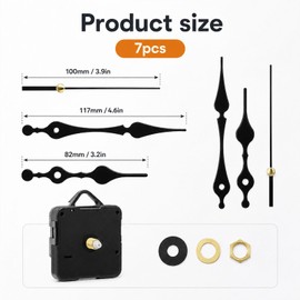 EUQWOSDD Silent Quartz Clock Mechanism Kit, High Torque Long Shaft Clock Movement with Hands for DIY Wall Clock Repair