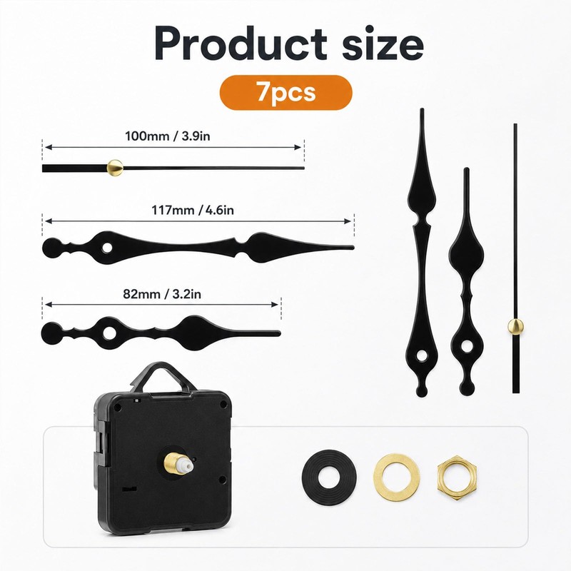 EUQWOSDD Silent Quartz Clock Mechanism Kit, High Torque Long Shaft