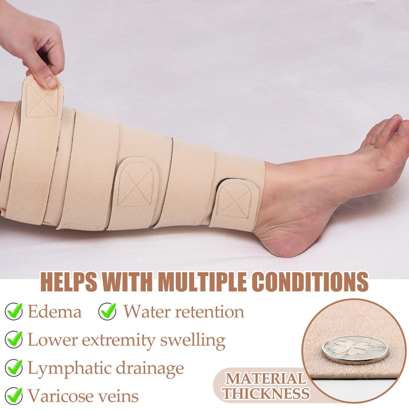 2 Pcs Lymphedema Compression Leg Wraps Adjustable Lower Leg Cover