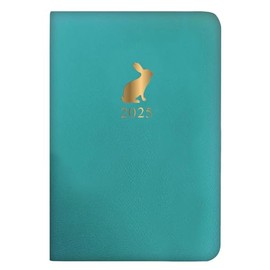 2025 Stylish Blue Soft Cover Week to View Silver Rabbit Design Pocket Diary