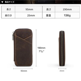 Contact's family Crazy Horse Leather Multi Stationery Pouch - Hand Sewing Craftsmanship Small Leather Pencil Case 4 Pen Holder Pencil Lead Holder with ID Pocket