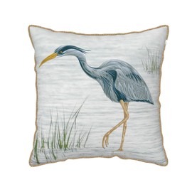 Waterside Heron Velvet Throw Pillow Cover Animal Birds Gold Edge Pillowcases Home Decor Pillow Cases Standard Size 18×18 for Sofa Car Chair Bedroom Living Room Cushion Covers
